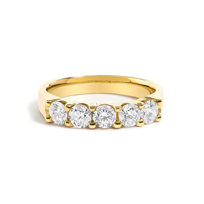 14K White Gold 1.00 Cttw Diamond 5 Stone Band Ring  DestGlow