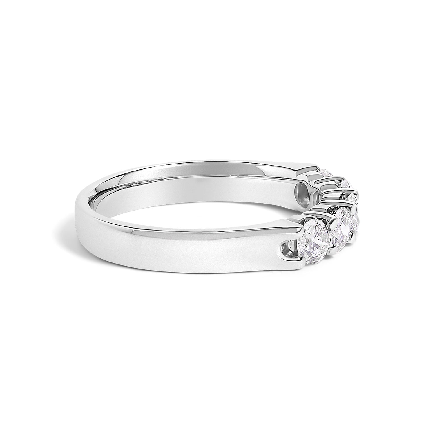 14K White Gold 3/4 Cttw Diamond 5 Stone Band Ring  DestGlow