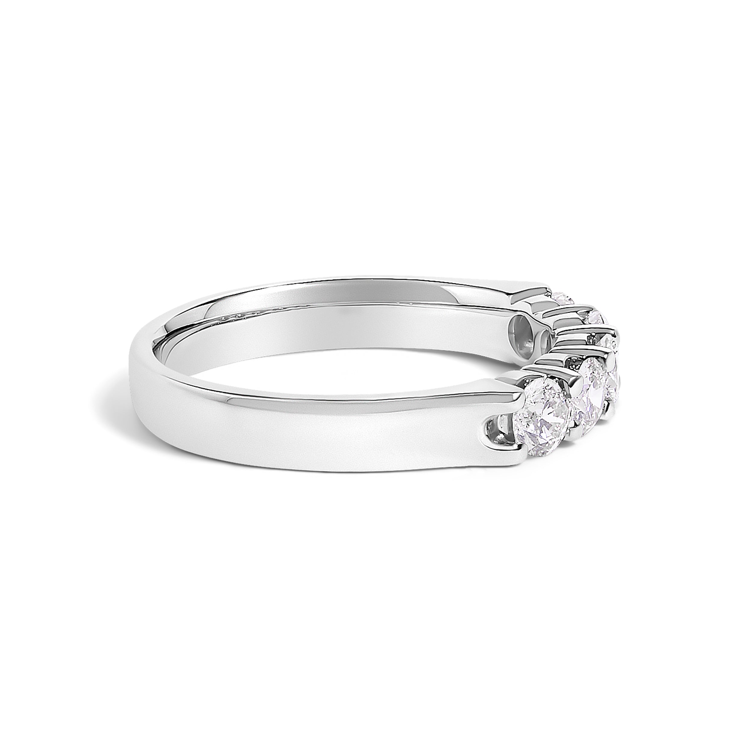 14K White Gold 3/4 Cttw Diamond 5 Stone Band Ring  DestGlow
