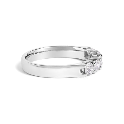 14K White Gold 3/4 Cttw Diamond 5 Stone Band Ring  DestGlow