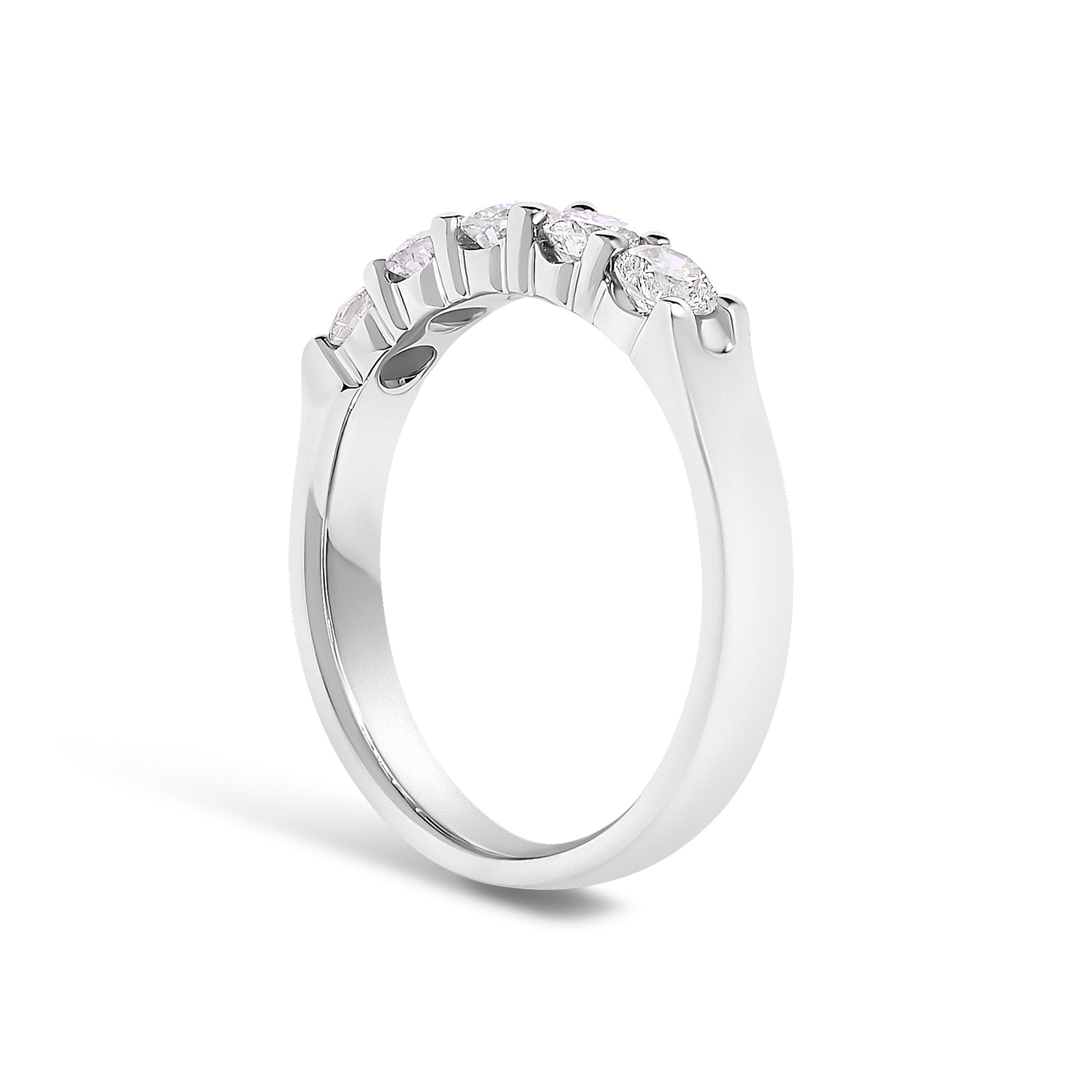 14K White Gold 3/4 Cttw Diamond 5 Stone Band Ring  DestGlow