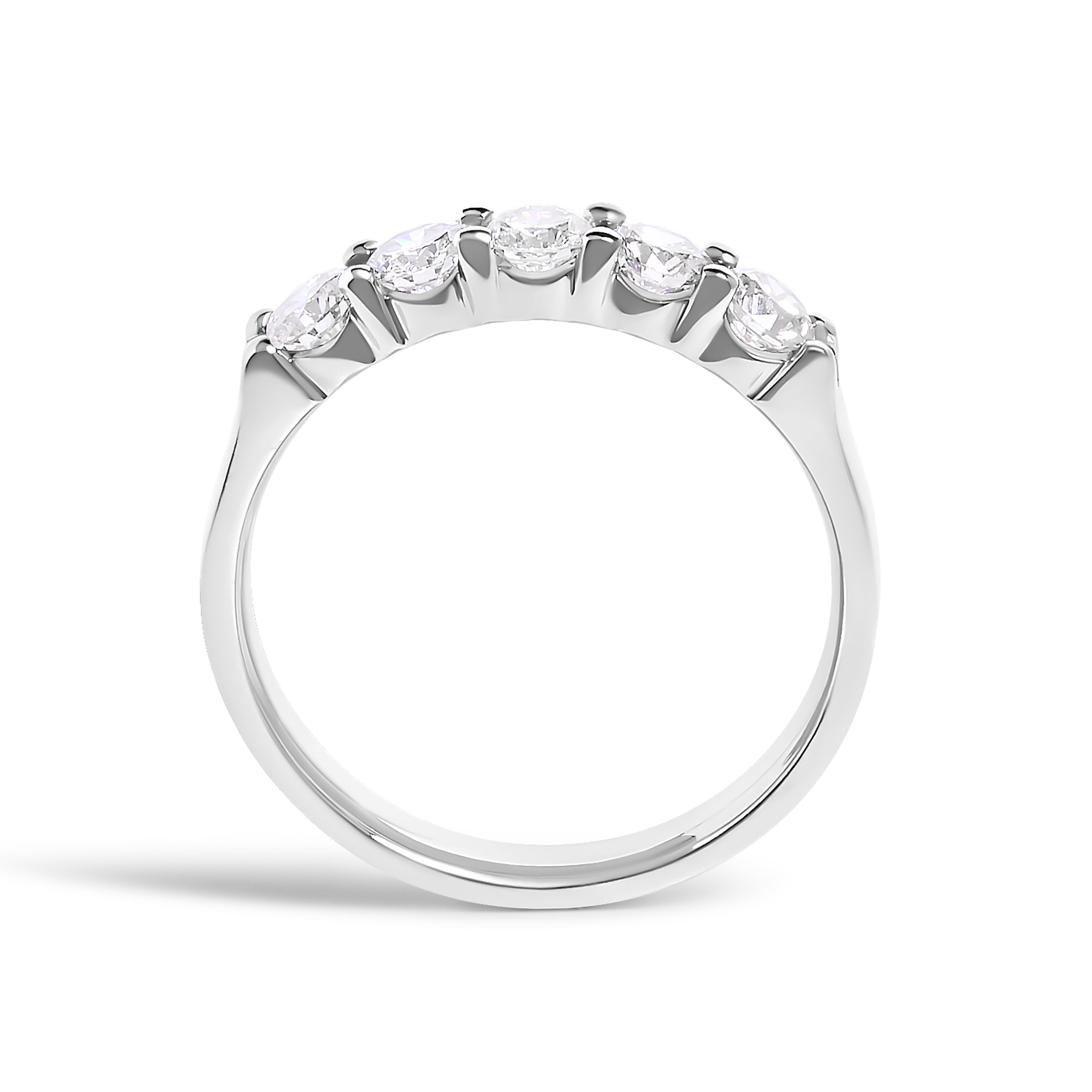 14K White Gold 3/4 Cttw Diamond 5 Stone Band Ring  DestGlow