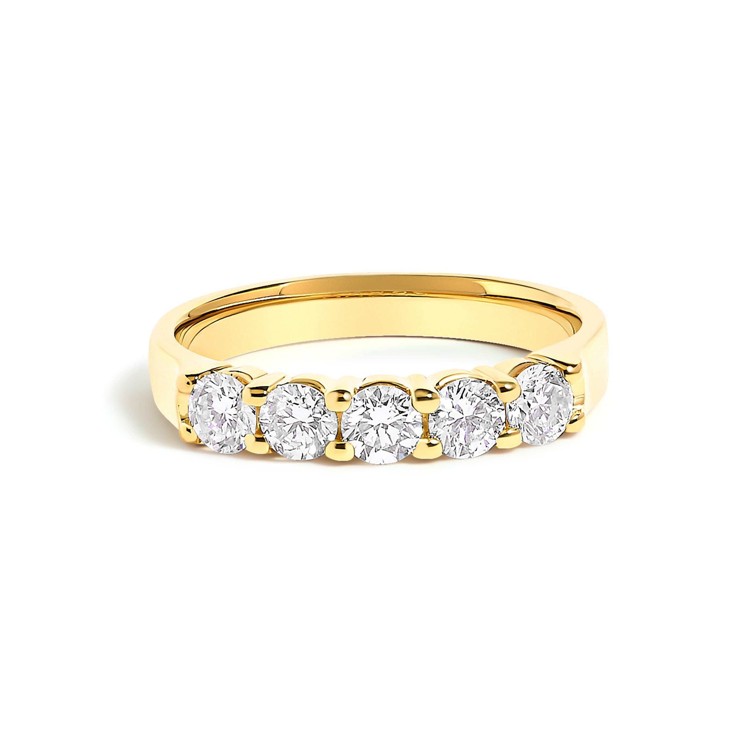14K White Gold 3/4 Cttw Diamond 5 Stone Band Ring  DestGlow
