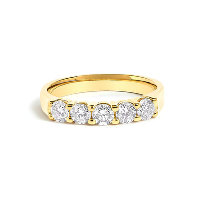 14K White Gold 3/4 Cttw Diamond 5 Stone Band Ring  DestGlow