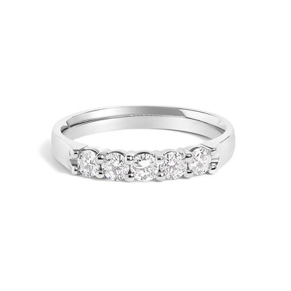 14K White Gold 1/2 Cttw Diamond 5 Stone Band Ring  DestGlow