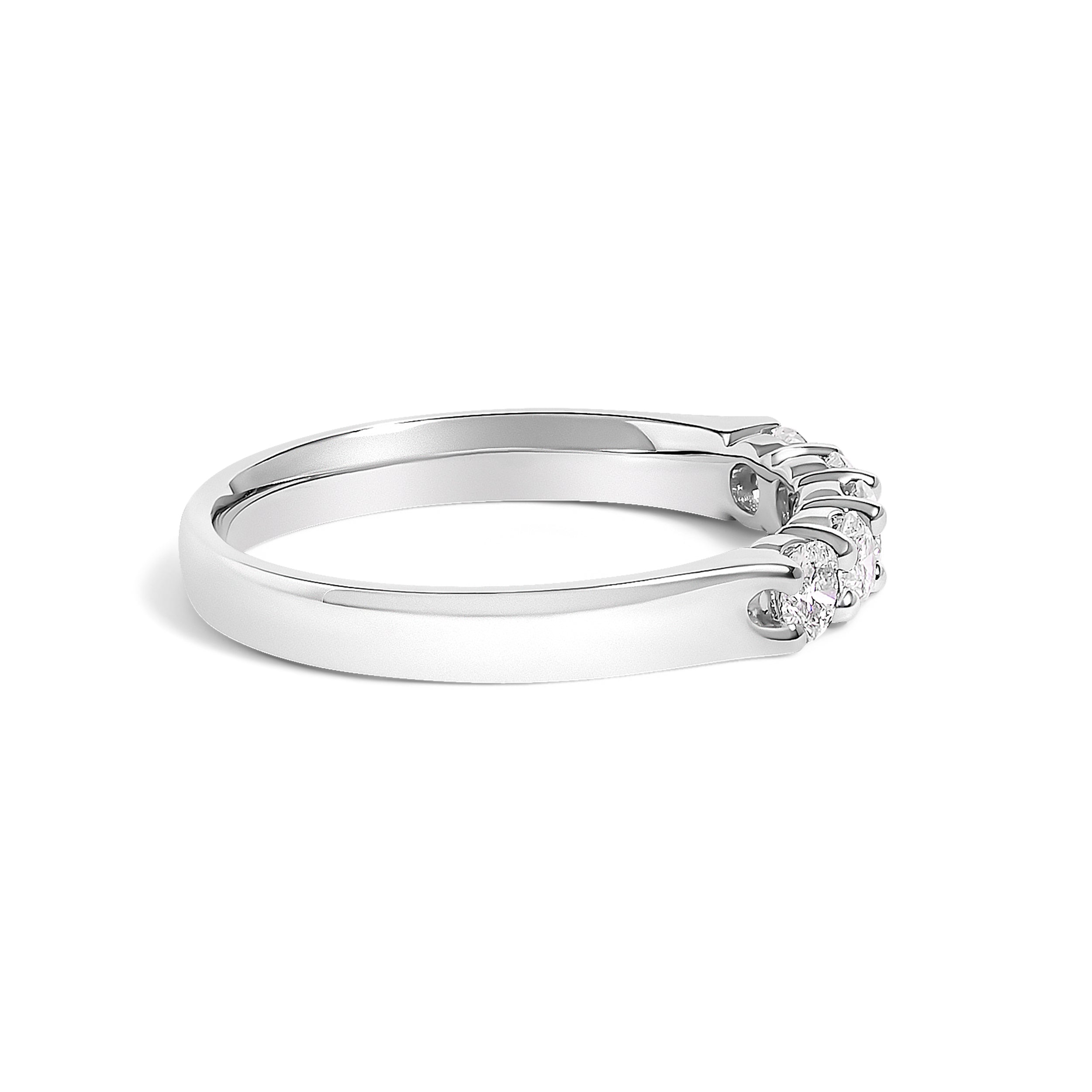 14K White Gold 1/2 Cttw Diamond 5 Stone Band Ring  DestGlow