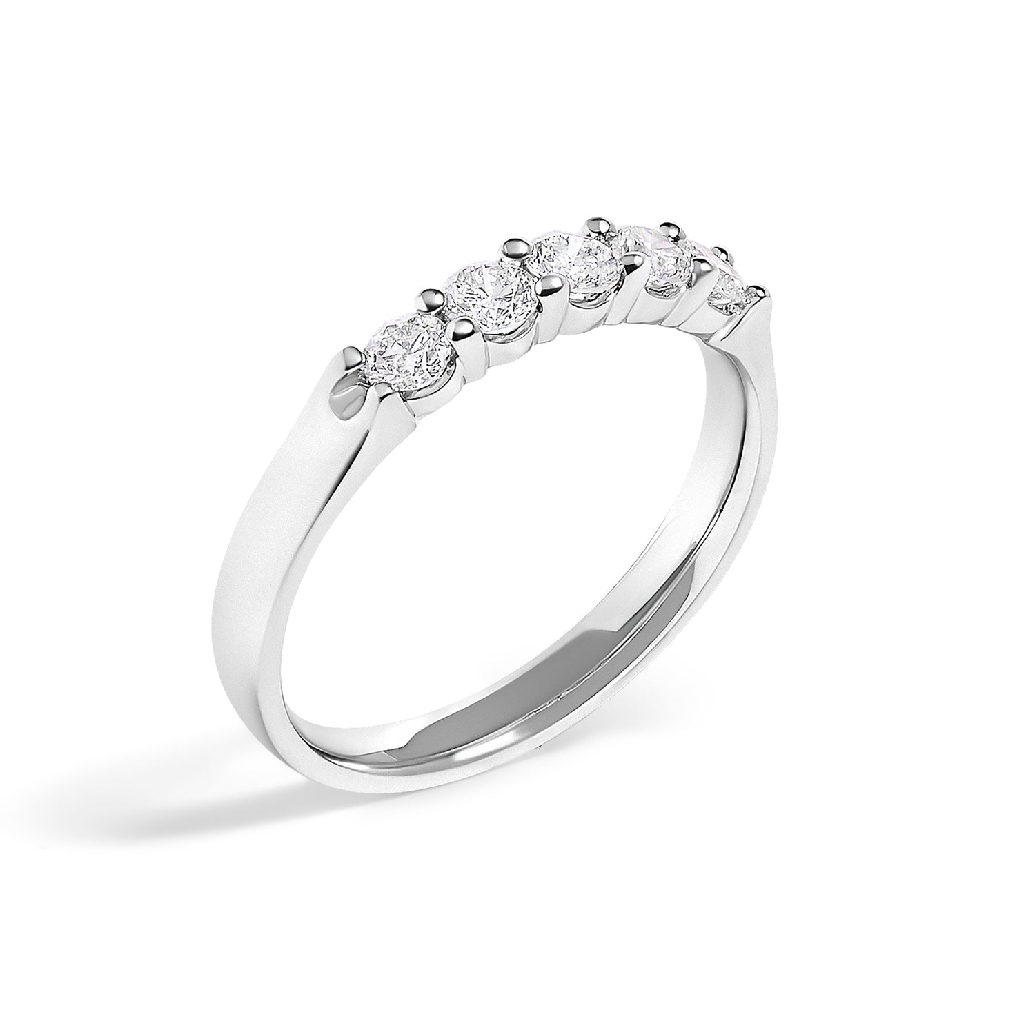 14K White Gold 1/2 Cttw Diamond 5 Stone Band Ring  DestGlow