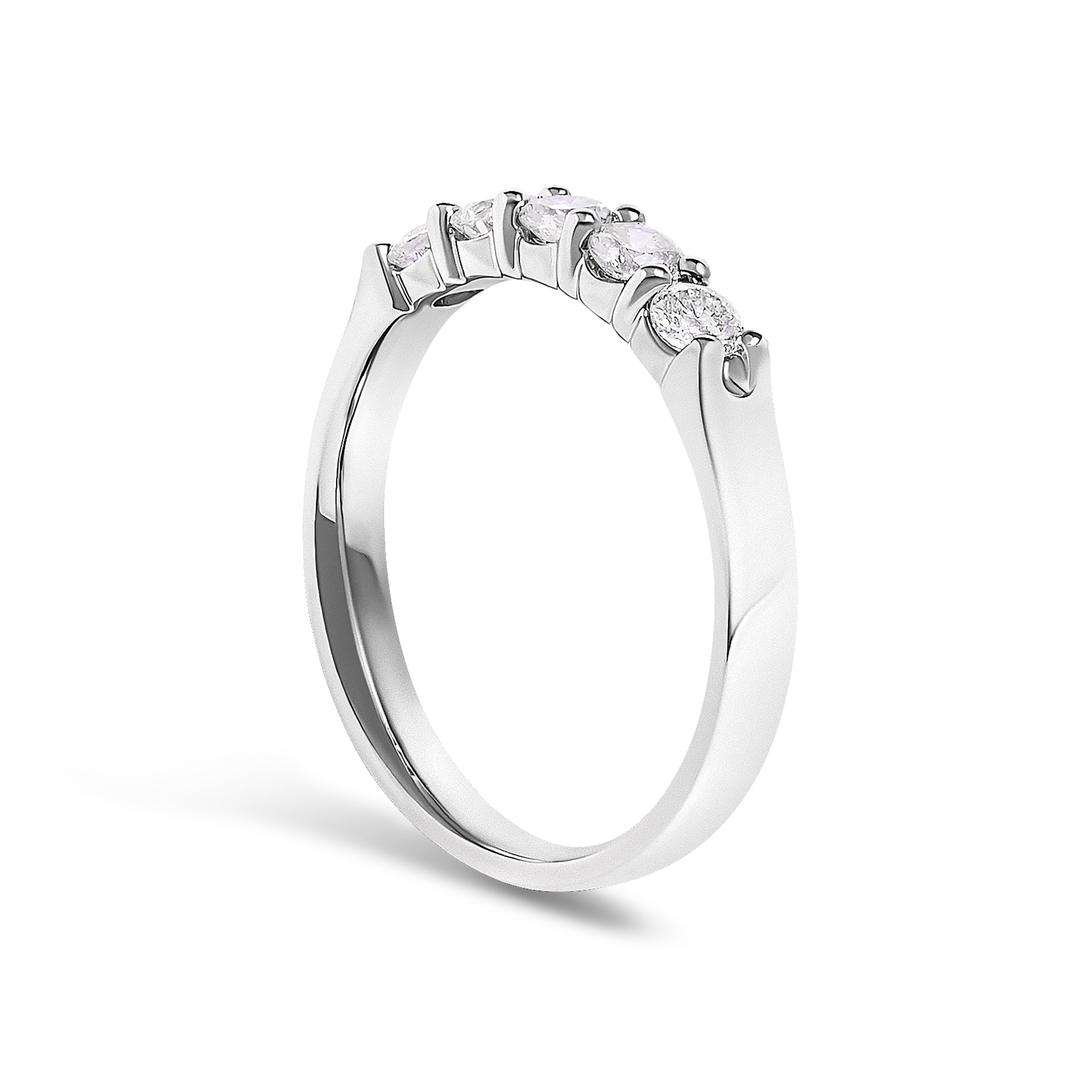 14K White Gold 1/2 Cttw Diamond 5 Stone Band Ring  DestGlow