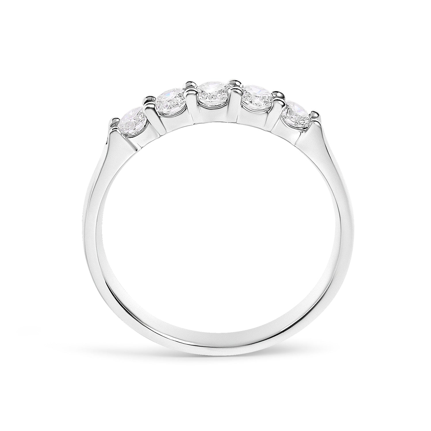 14K White Gold 1/2 Cttw Diamond 5 Stone Band Ring  DestGlow