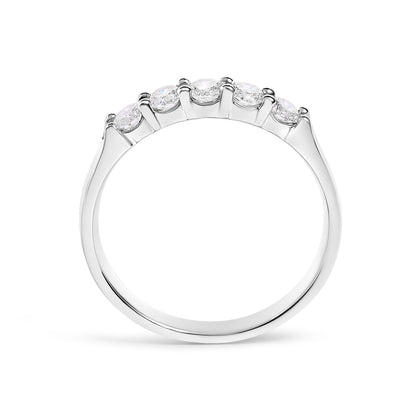 14K White Gold 1/2 Cttw Diamond 5 Stone Band Ring  DestGlow