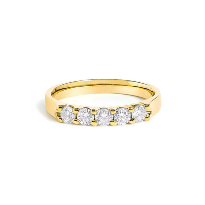 14K White Gold 1/2 Cttw Diamond 5 Stone Band Ring  DestGlow