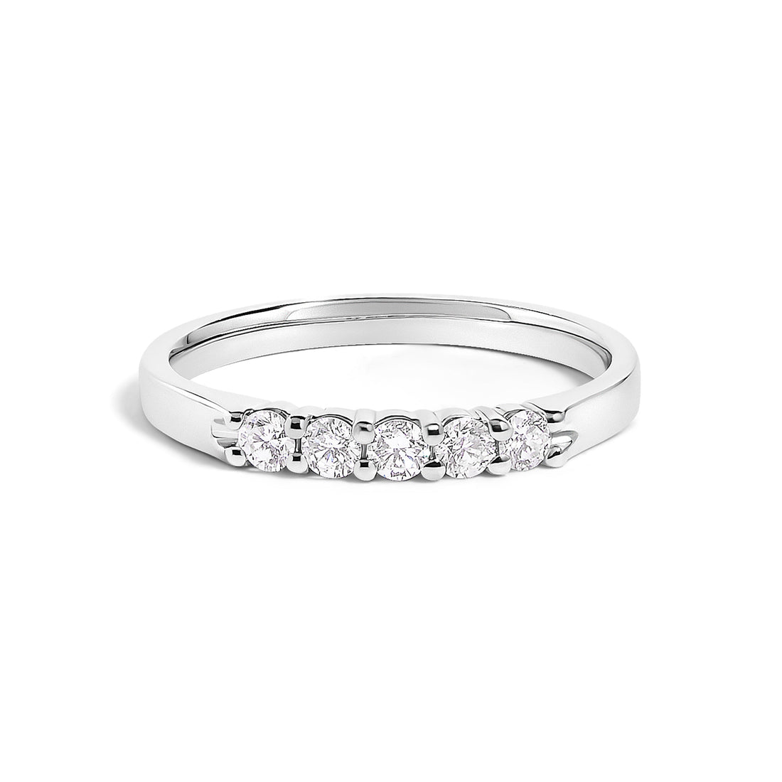14K White Gold 1/4 Cttw  Diamond 5 Stone Band Ring  DestGlow