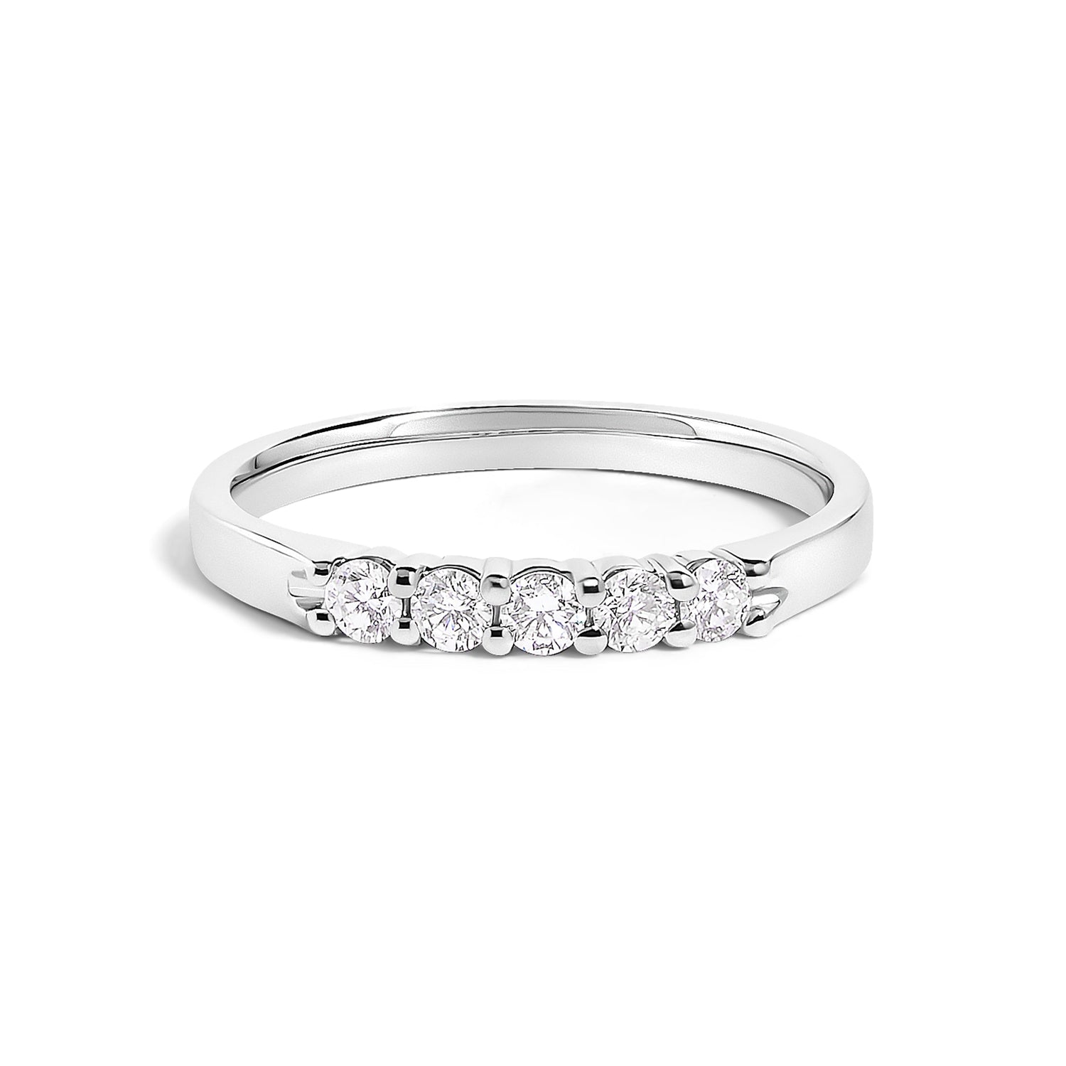 14K White Gold 1/4 Cttw  Diamond 5 Stone Band Ring  DestGlow