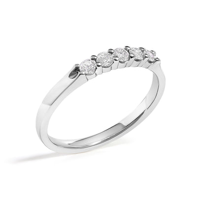 14K White Gold 1/4 Cttw  Diamond 5 Stone Band Ring  DestGlow