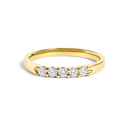14K White Gold 1/4 Cttw  Diamond 5 Stone Band Ring  DestGlow