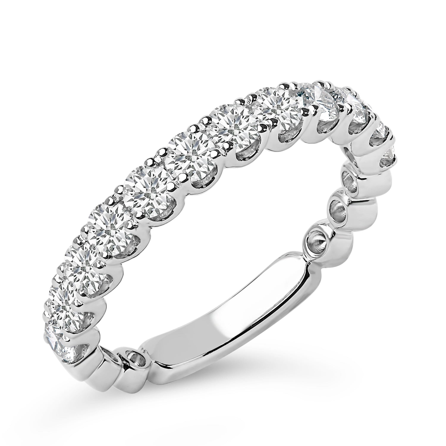 14K White Gold 1.00 Cttw Round Diamond Prong Set Wedding Band by Bids.com