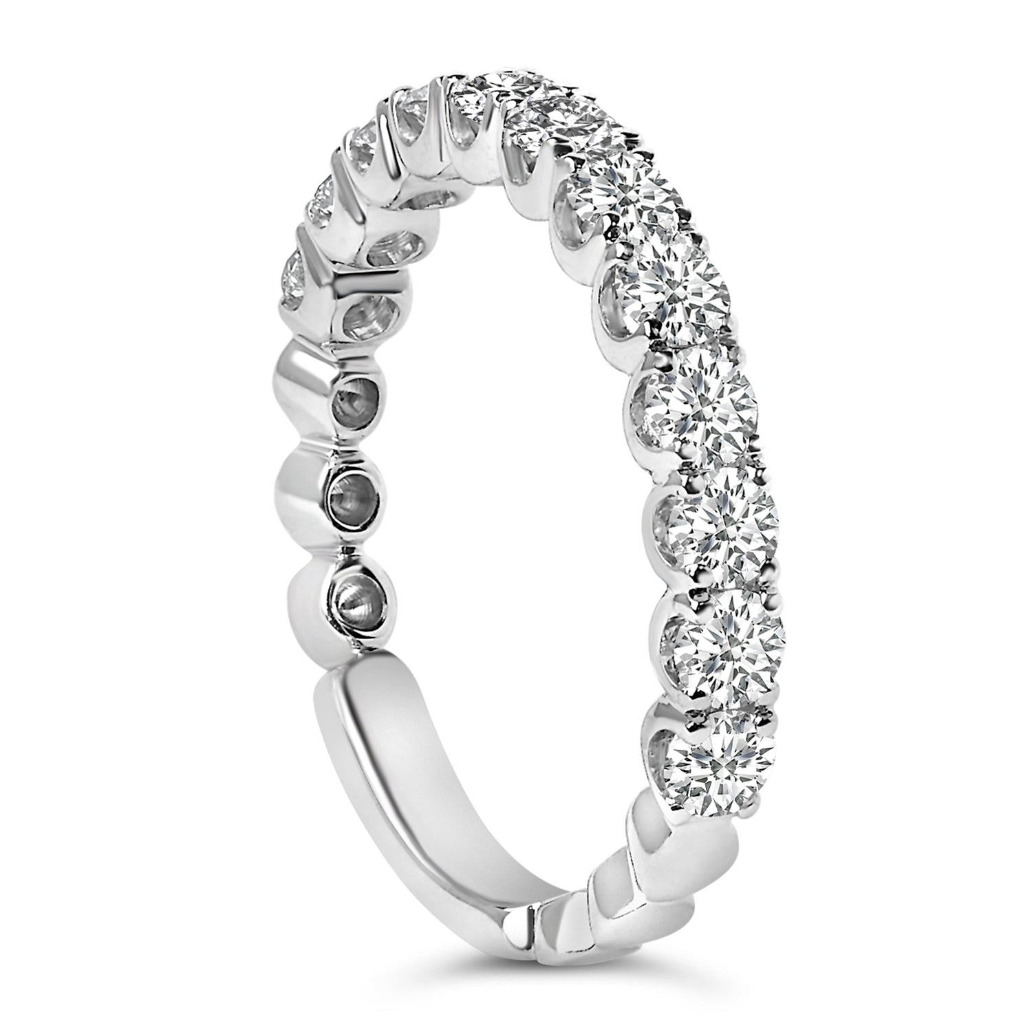 14K White Gold 1.00 Cttw Round Diamond Prong Set Wedding Band by Bids.com