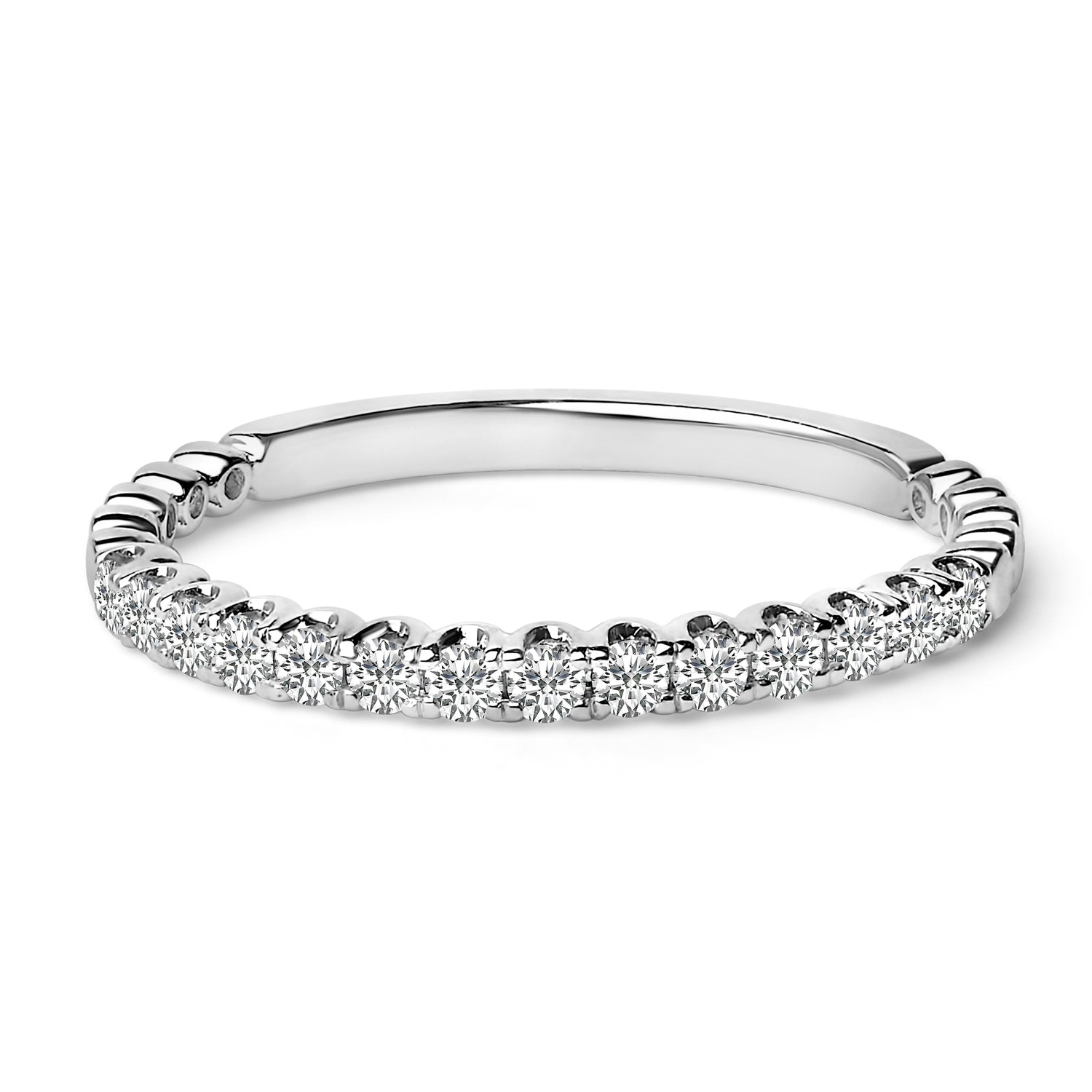 14K White Gold 1/4 Cttw Round Diamond Prong Set Wedding Band by Bids.com