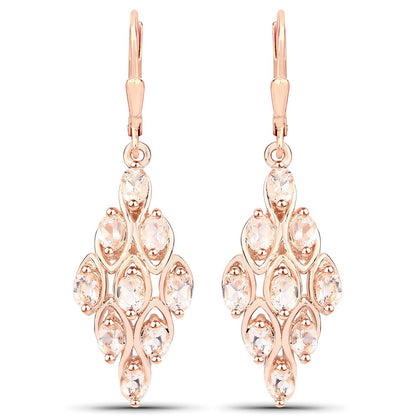 18K Rose Gold Plated 2.70 Carat Genuine Morganite .925 Sterling Silver Earrings  DestGlow