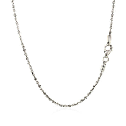 10k White Gold Solid Diamond Cut Rope Chain 1.5mm by Bids.com