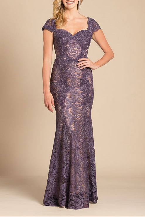 Lara 33491 - Fitted Lace Mermaid Gown OUTLET by Lara New York