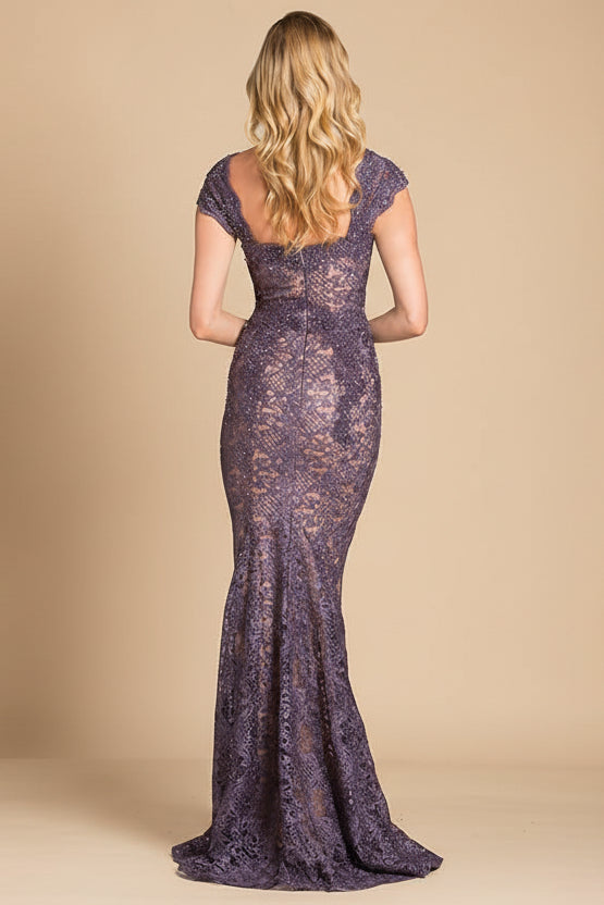 Lara 33491 - Fitted Lace Mermaid Gown OUTLET by Lara New York