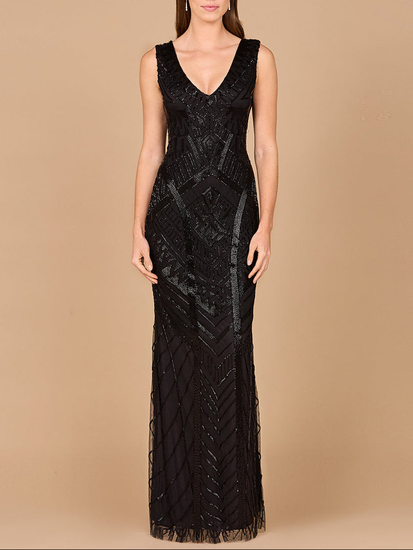 Lara 33552 - Fitted Dress With Tonal Beading by Lara New York