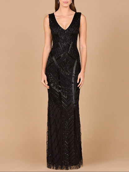 Lara 33552 - Fitted Dress With Tonal Beading by Lara New York