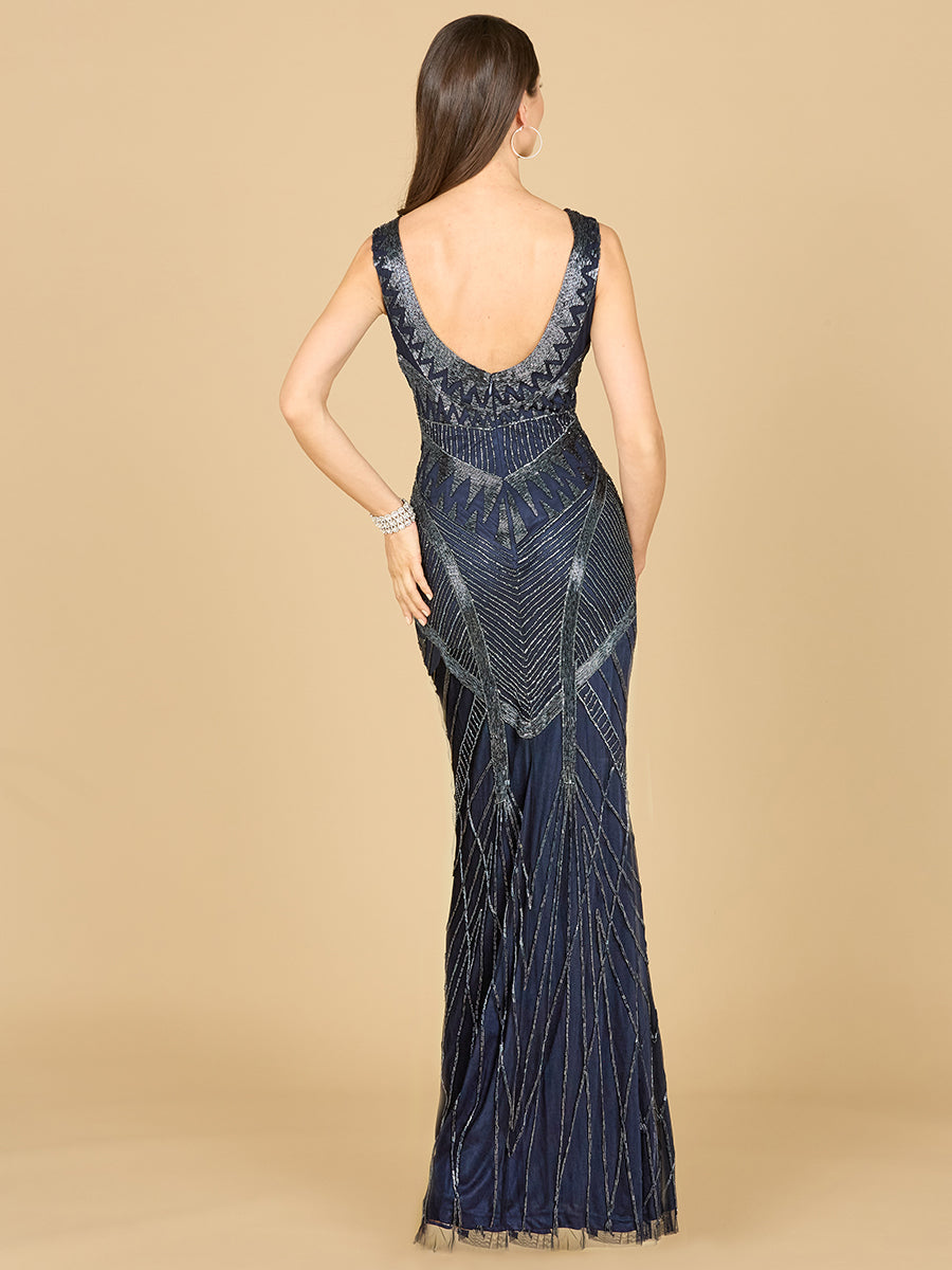 Lara 33552 - Fitted Dress With Tonal Beading by Lara New York