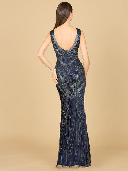 Lara 33552 - Fitted Dress With Tonal Beading by Lara New York