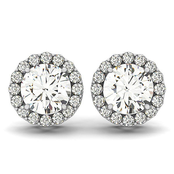 14k White Gold Four Prong Round Halo Diamond Earrings (1 1/6 cttw) by Bids.com