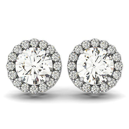 14k White Gold Four Prong Round Halo Diamond Earrings (1 1/6 cttw) by Bids.com