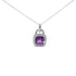 .925 Sterling Silver 10X10 MM Cushion Purple Amethyst and Diamond Accent Halo 18" Pendant Necklace (I-J Color, I1-I2 Clarity) by Bids.com