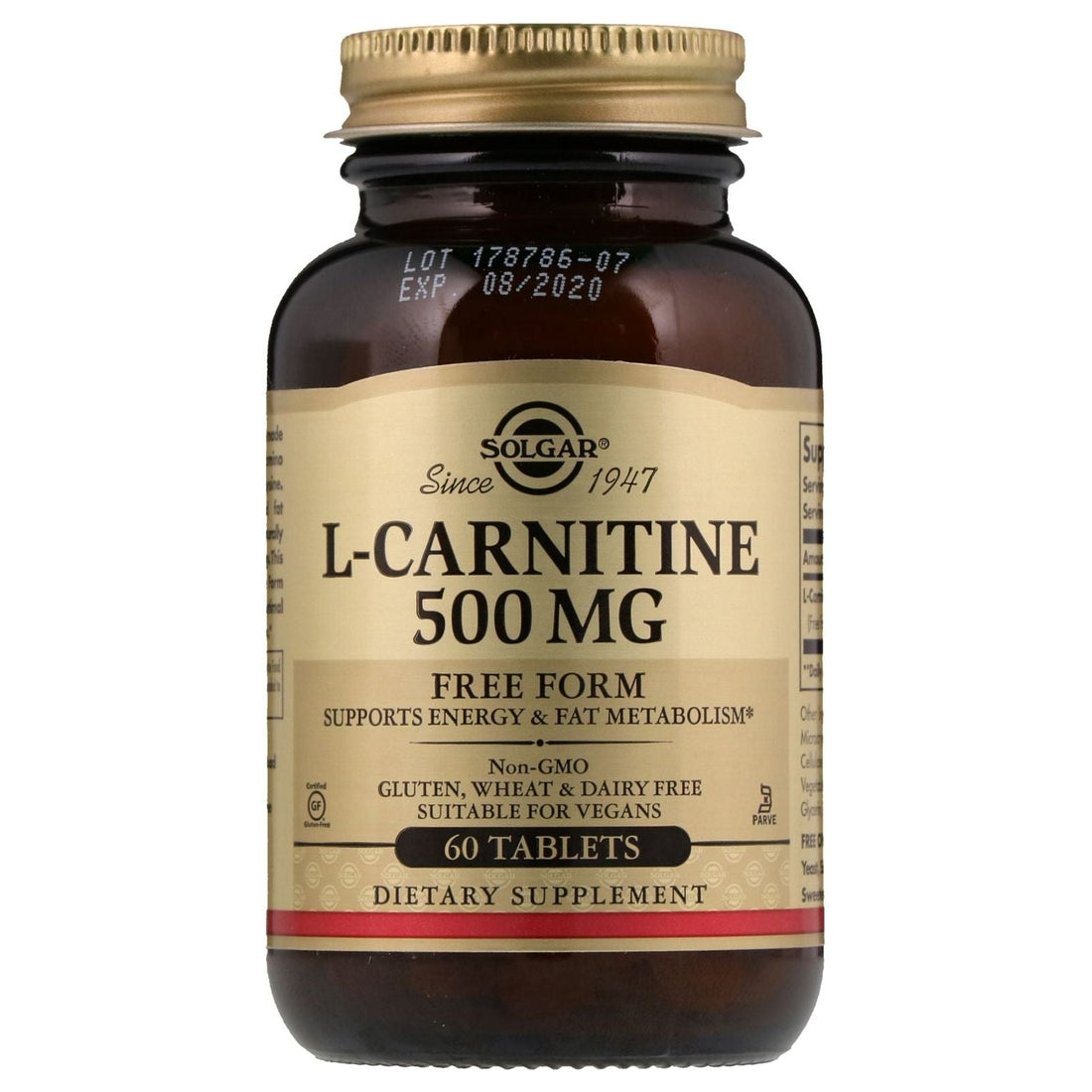 Solgar L-Carnitine 500mg 60 Tablets by Pasteur Pharmacy