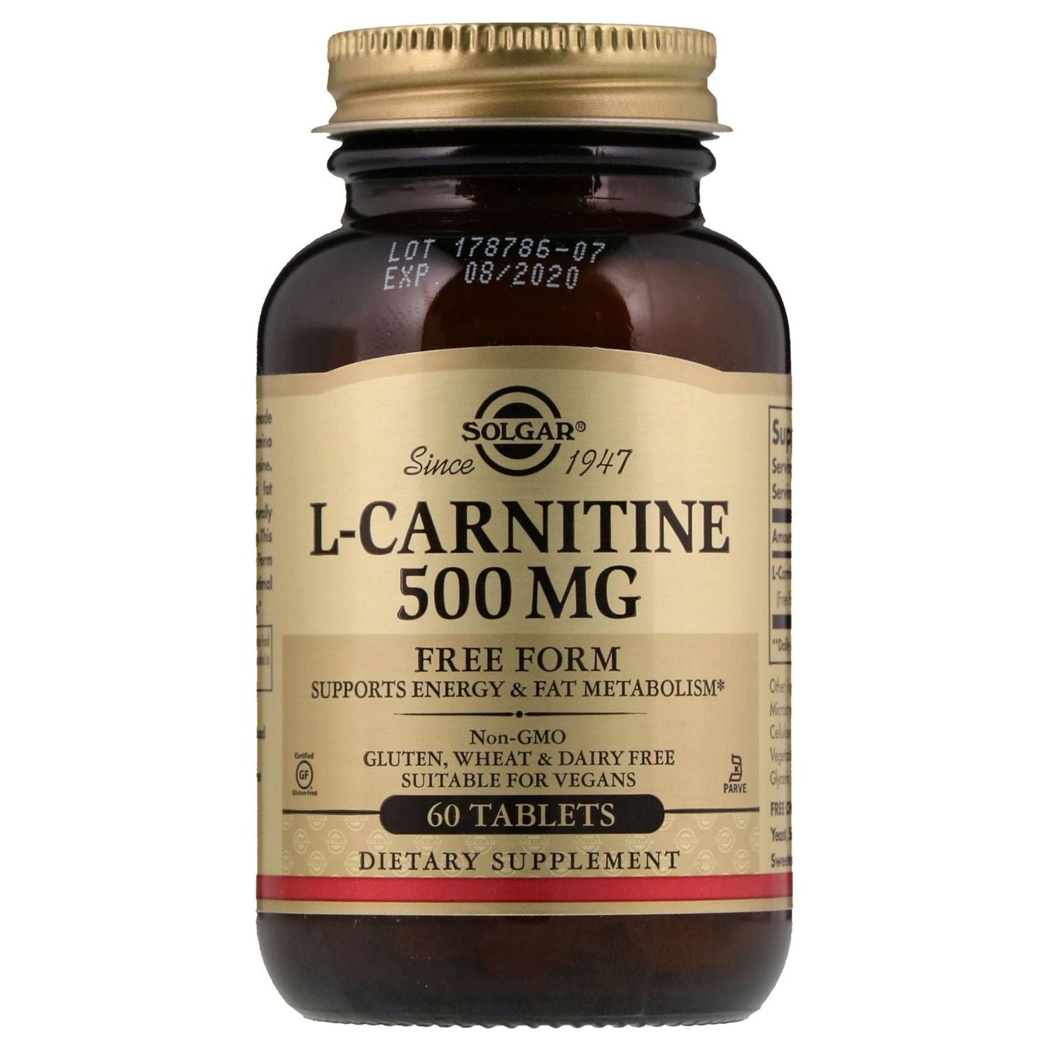 Solgar L-Carnitine 500mg 60 Tablets by Pasteur Pharmacy