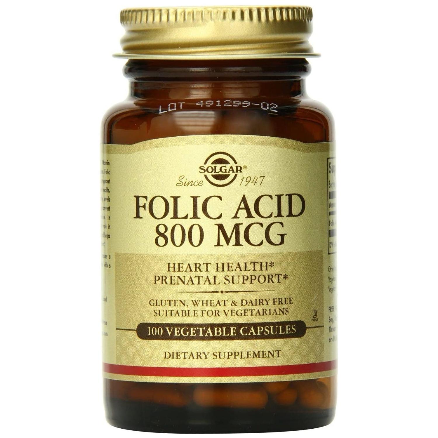 Solgar Folic Acid 800mcg 100 Vegetable Capsules by Pasteur Pharmacy