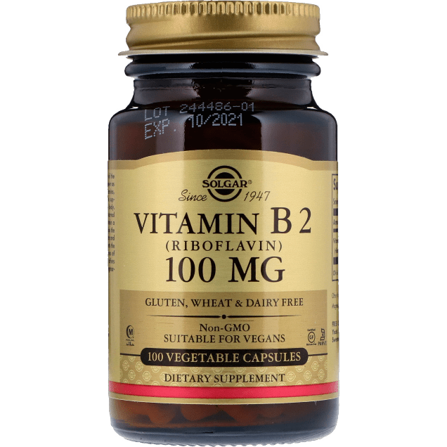 Solgar Vitamin B2 (Riboflavin) 100 mg 100 Vegetable Capsules by Pasteur Pharmacy