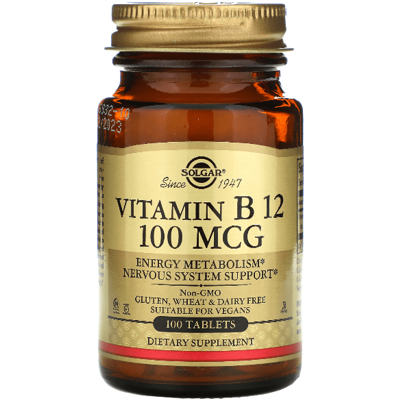 Solgar Vitamin B12 100mcg 100 Tablets by Pasteur Pharmacy