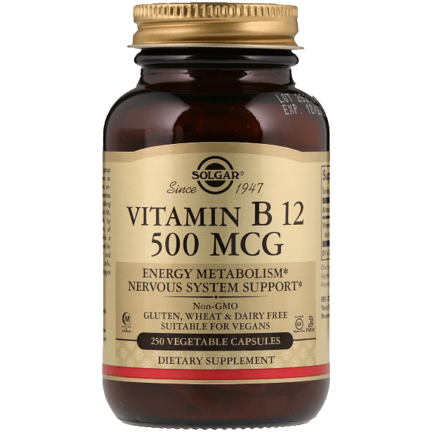 Solgar Vitamin B12 500 mcg 250 Vegetable Capsules by Pasteur Pharmacy