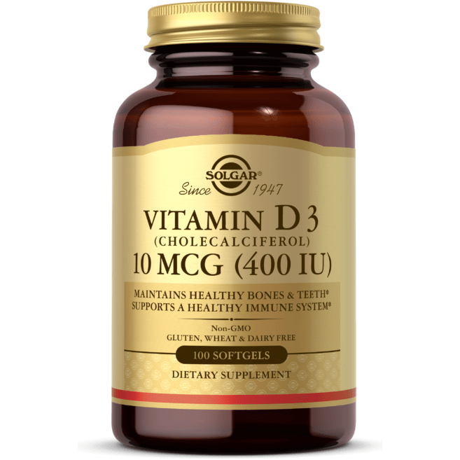 Solgar Vitamin D3 (Cholecalciferol) 400 IU 100 Softgels by Pasteur Pharmacy