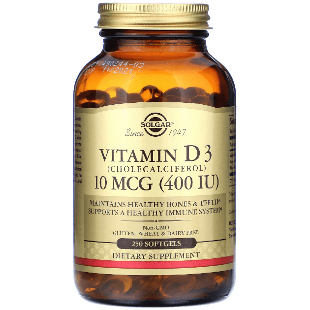 Solgar Natural Vitamin D (Cholecalciferol) 400 IU 250 Softgels by Pasteur Pharmacy