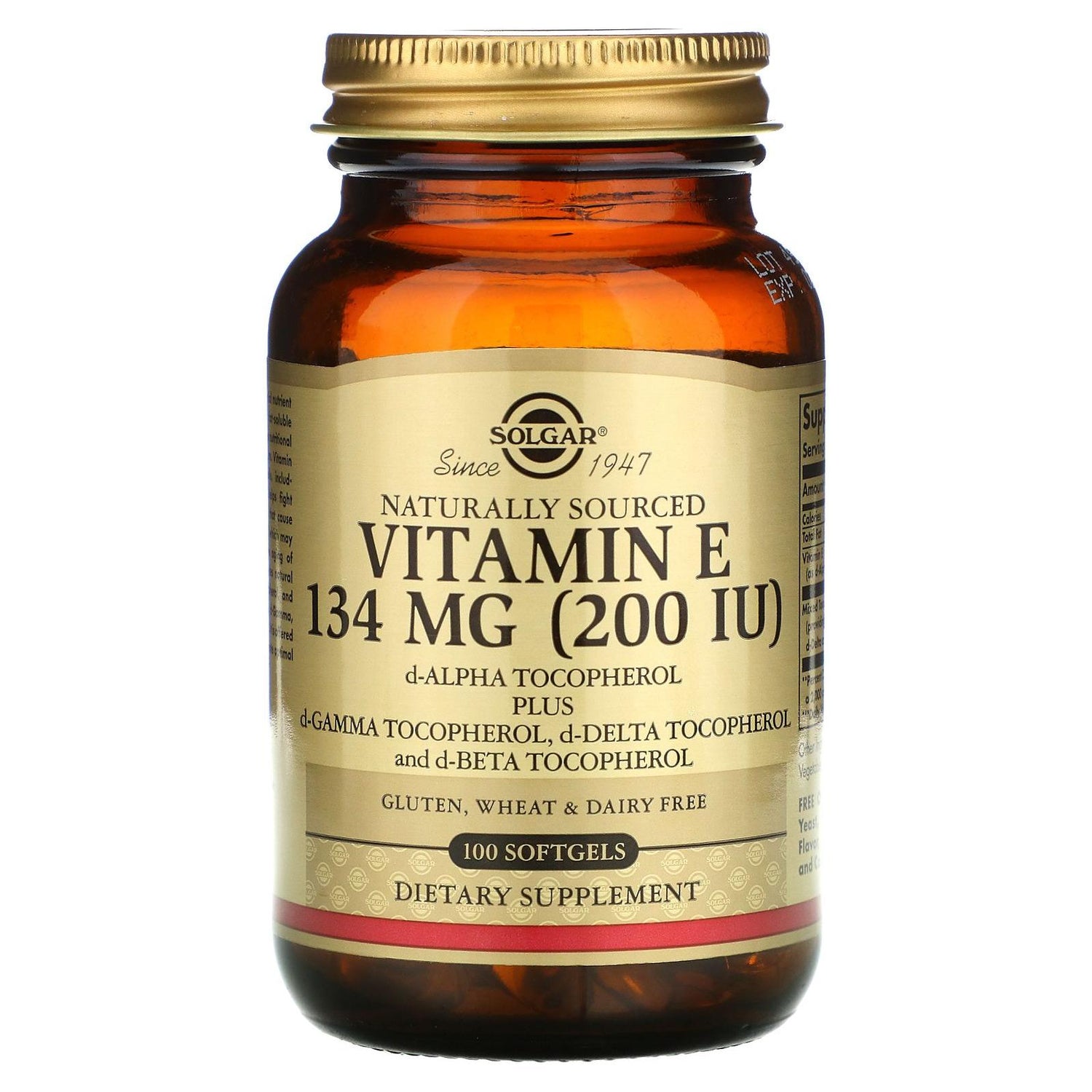 Solgar Vitamin E 134 mg (200 IU) 100 Softgels by Pasteur Pharmacy