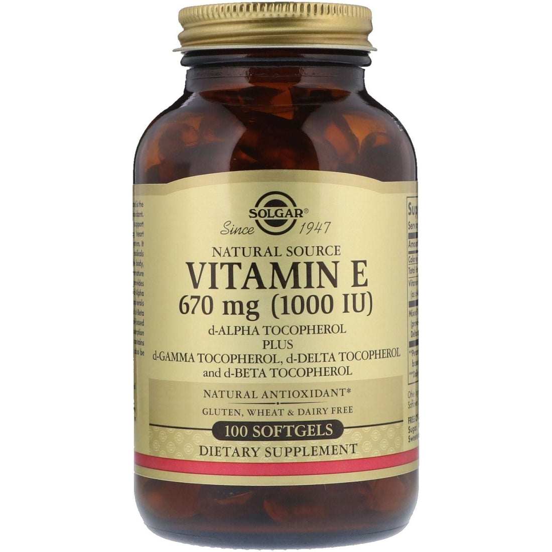 Solgar Vitamin E 670 mg (1000 IU) 60 Softgels by Pasteur Pharmacy