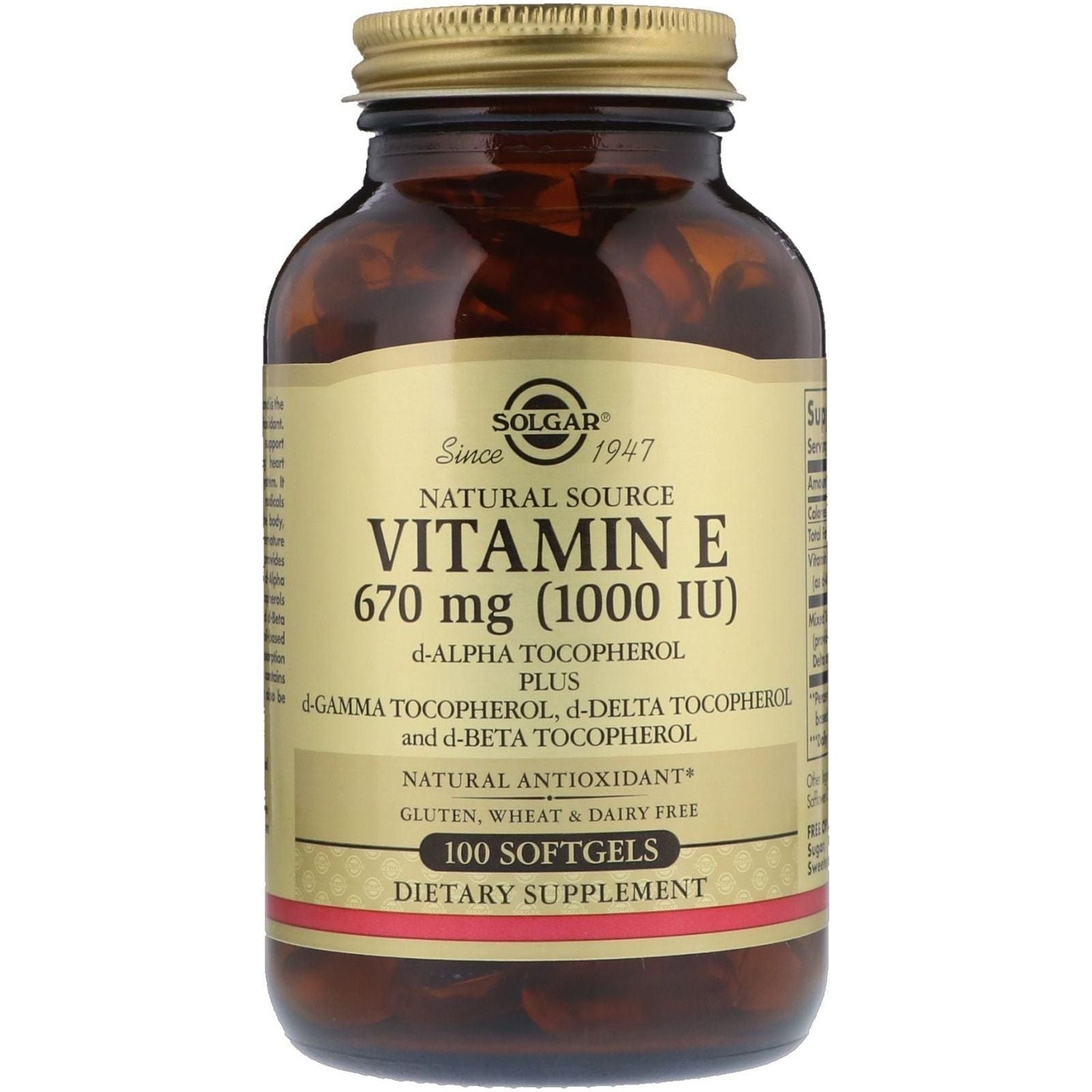 Solgar Vitamin E 670 mg (1000 IU) 60 Softgels by Pasteur Pharmacy