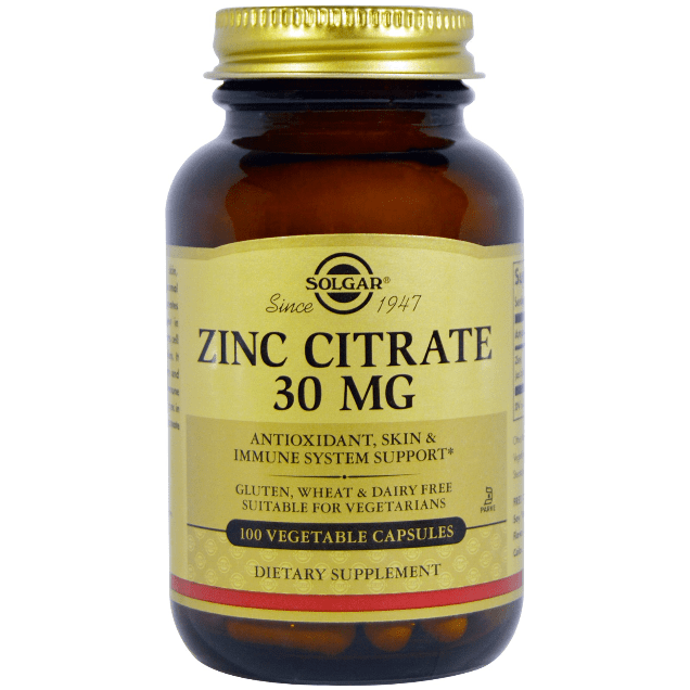Solgar Zinc Citrate 30mg 100 Vegetable Capsules by Pasteur Pharmacy