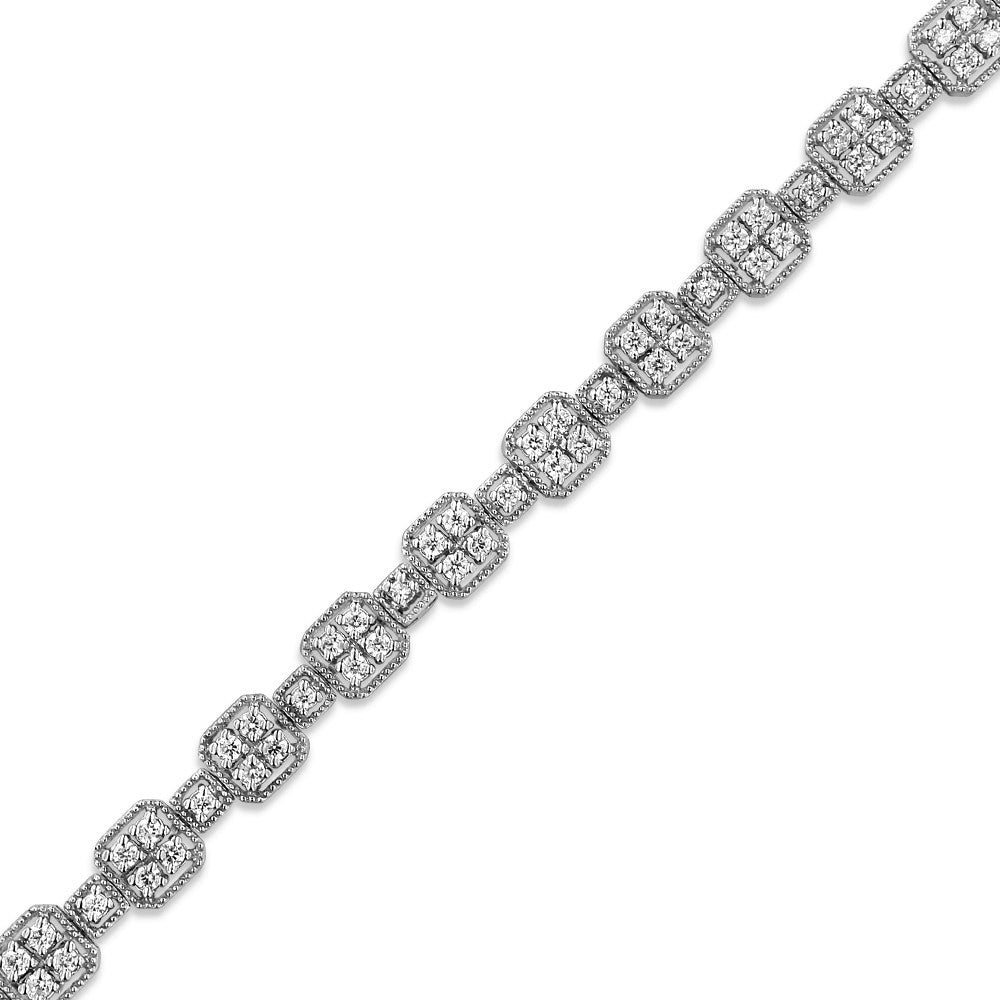 10K White Gold 2.0 Cttw Diamond Square Link Bracelet (J-K Color, I2-I3 Clarity) - Size 7.25" by Bids.com