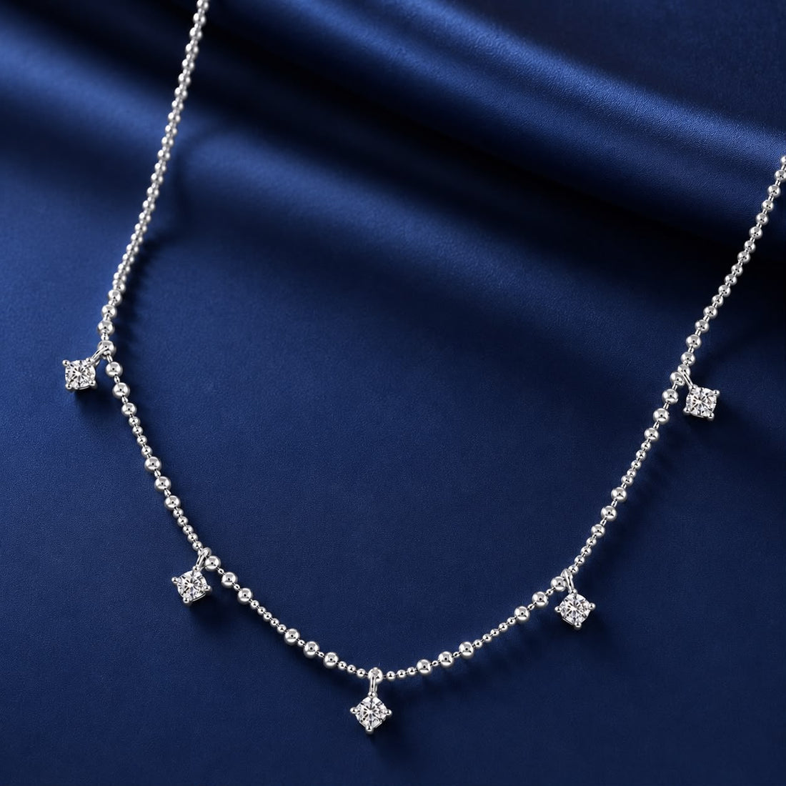 925 Sterling Silver 0.10ct Moissanite Necklace in White Gold, 40+5cm Chain for Women  DestGlow