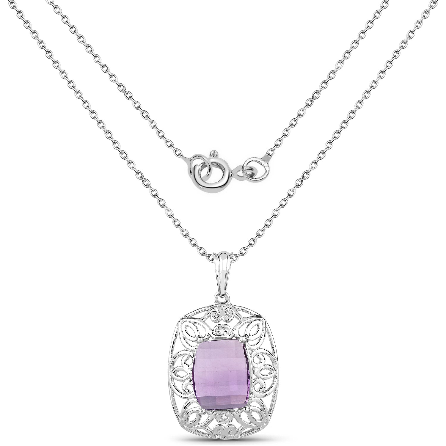 7.30 Carat Genuine Amethyst .925 Sterling Silver Pendant by Bids.com