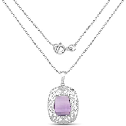 7.30 Carat Genuine Amethyst .925 Sterling Silver Pendant by Bids.com