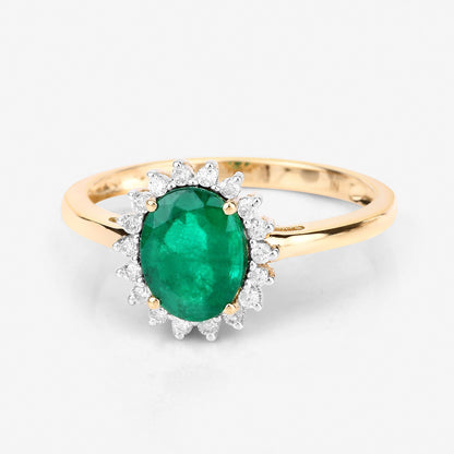 1.34 Carat Genuine Zambian Emerald and White Diamond 14K Yellow Gold Ring by Bids.com